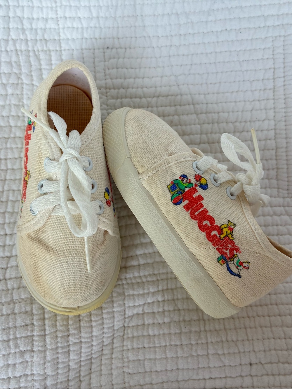 Vintage Huggies Cream Canvas Kids Sneakers